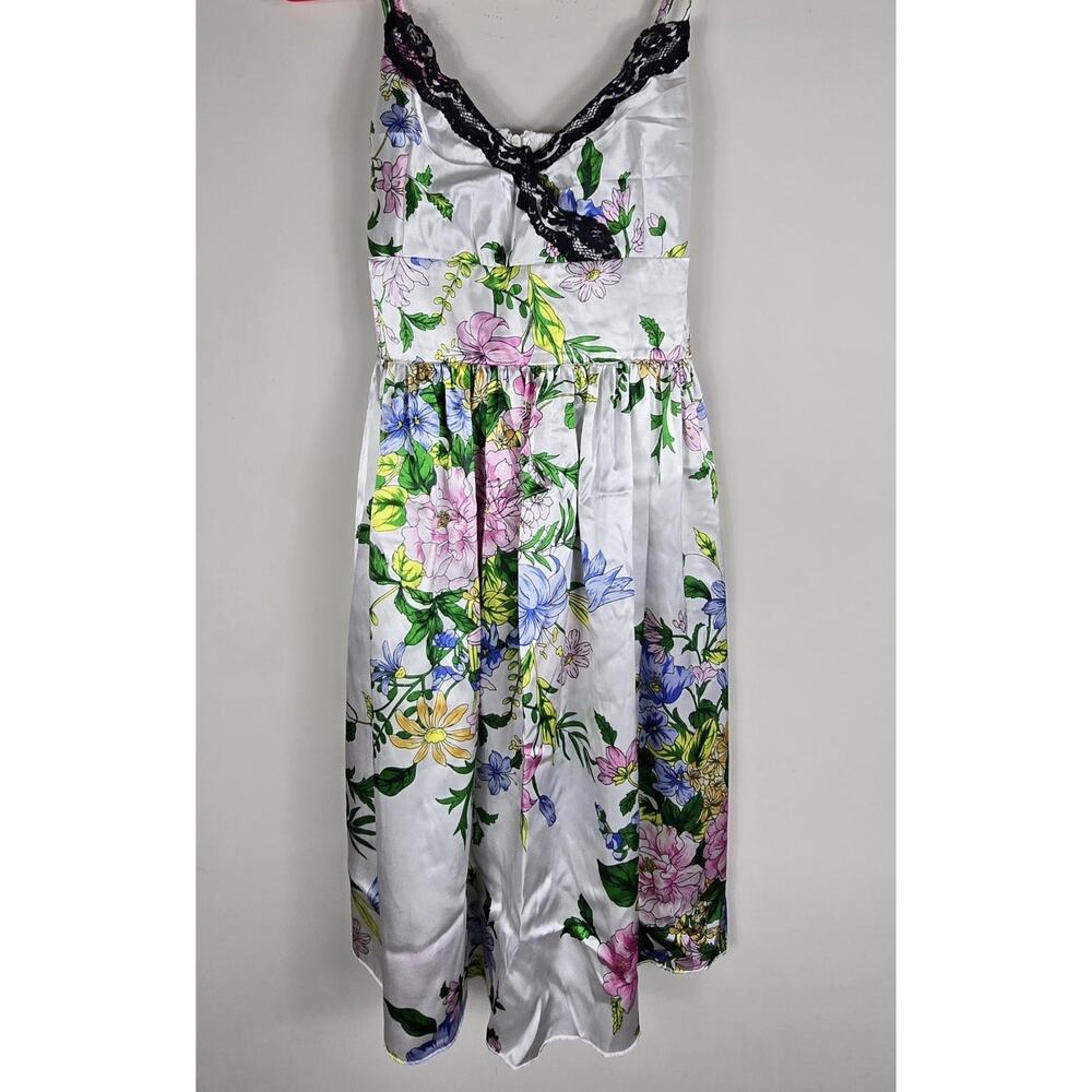 Y2K Charlotte Russe Babydoll Satin Slip Dress Floral Boho Fairy Grunge 5